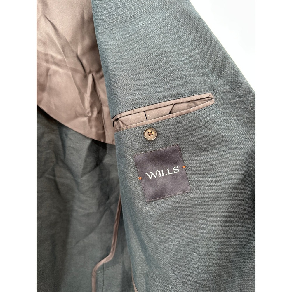 Wills Rosedale Linen Classic Patch Pocket Suit Jacket Huckberry Navy Men's 38 - Picture 3 of 7